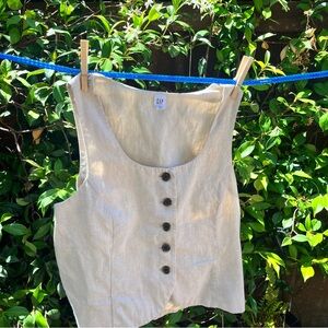 GAP beige linen Sleeveless Buttoned Vest